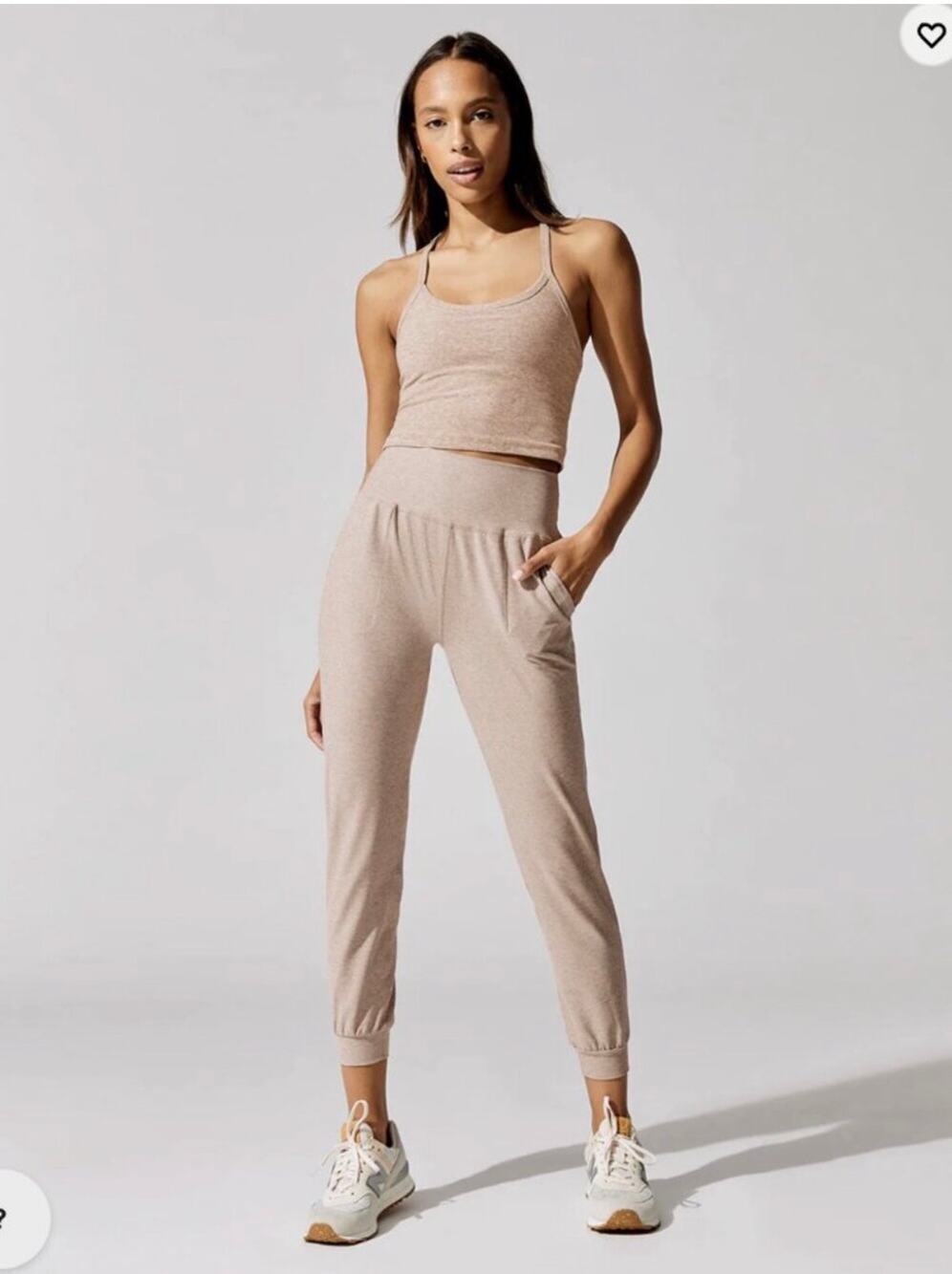 BEYOND YOGA Space Dye Midi Joggers in Chai, Size Large